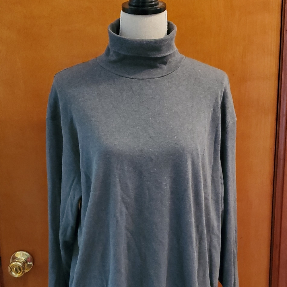 Mens Charcoal Lands End Mock Turtleneck Size XL